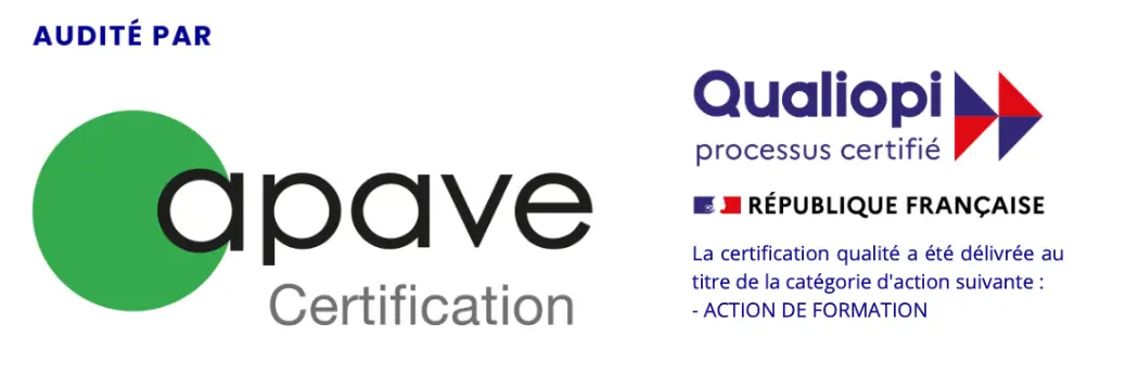 logo qualiopi audité apave avec phrase obligatoire